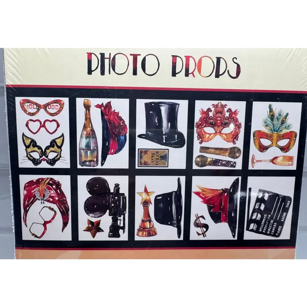 LOT OF 2:  Photo Booth Prop Sets - Strike a Pose and Hollywood Glamour - NIB
